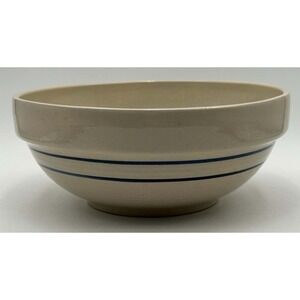 Beautiful Vtg Marshall Pottery Mixing 12" Bowl With 2 Colonial Blue Stripes Rare